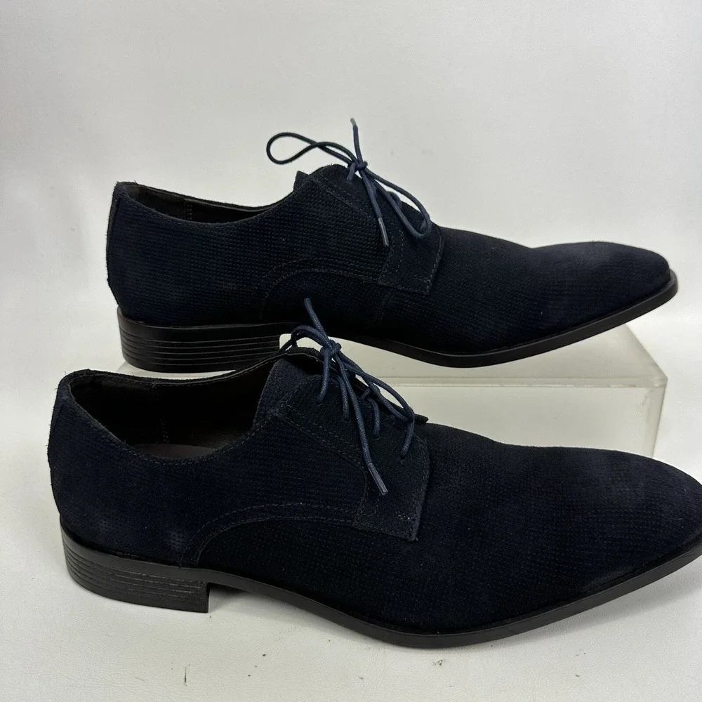 Saks Fifth Avenue Tatum‎ Oxford Leather Dress Shoes size 11 M Men Navy Blue